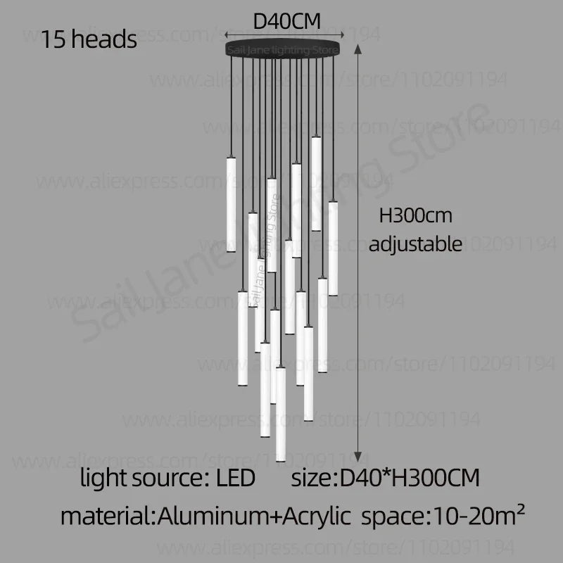 LED Long Line Chandelier Modern Staircase