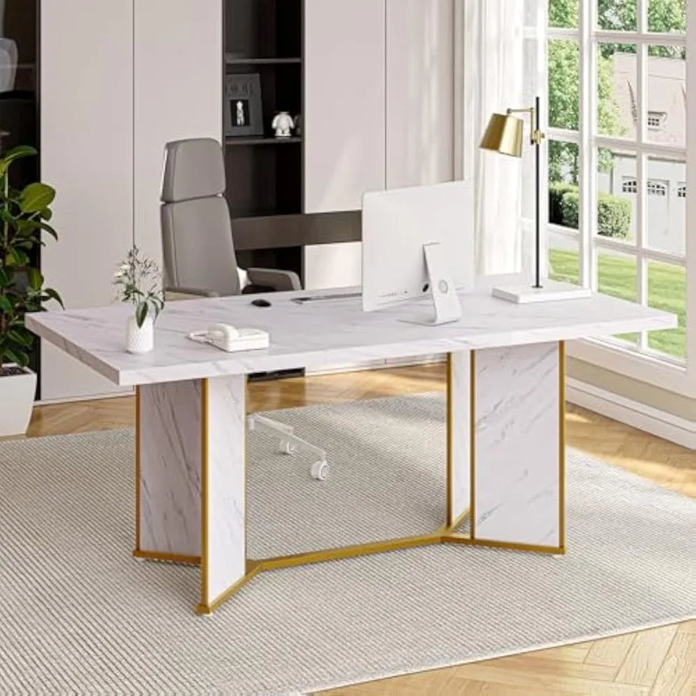 Marble Wooden Kitchen Table With Gold