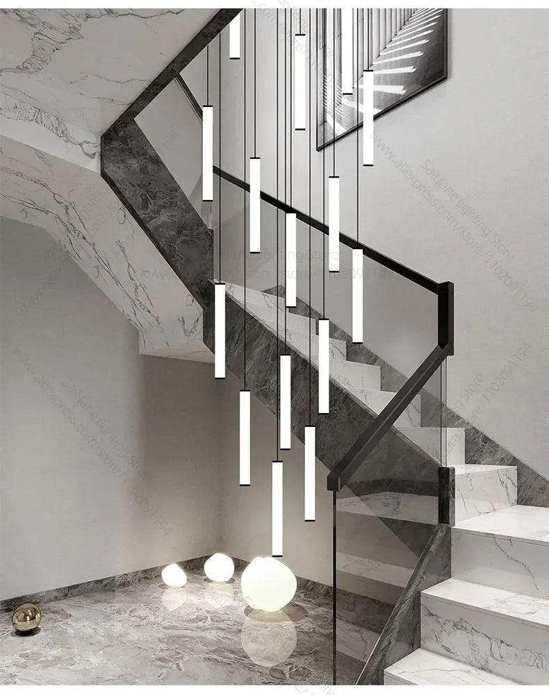 LED Long Line Chandelier Modern Staircase