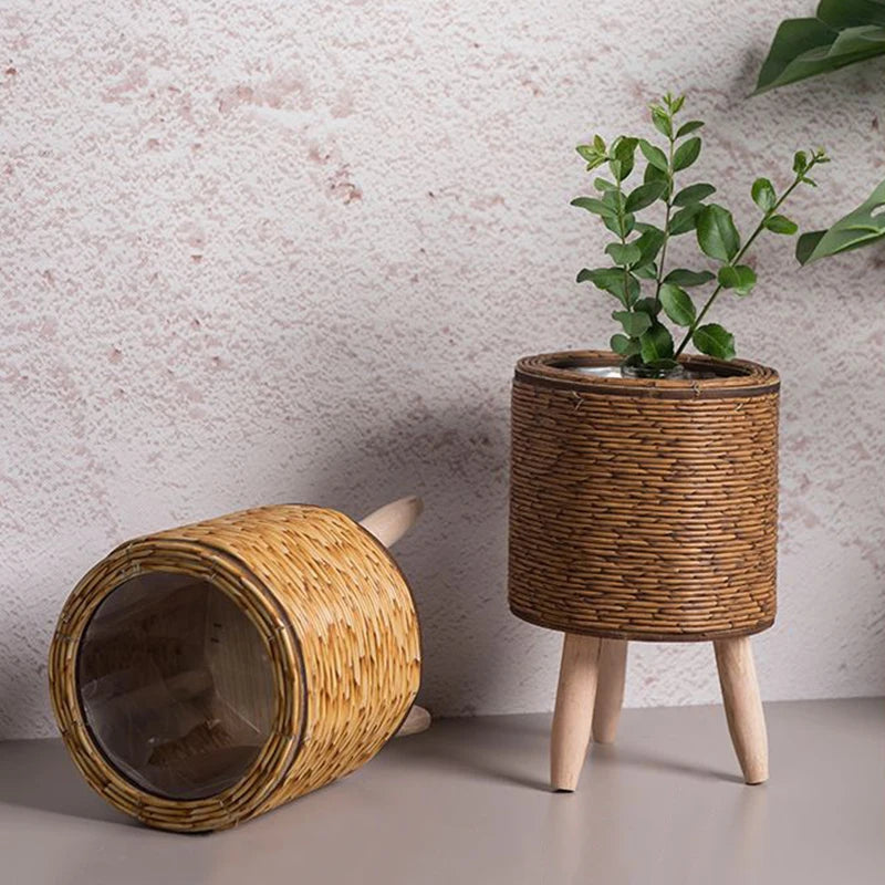 Nordic Flower Shelf Imitation Rattan Flower Pot