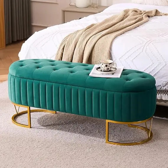Modern Storage Ottoman Bench, 46"