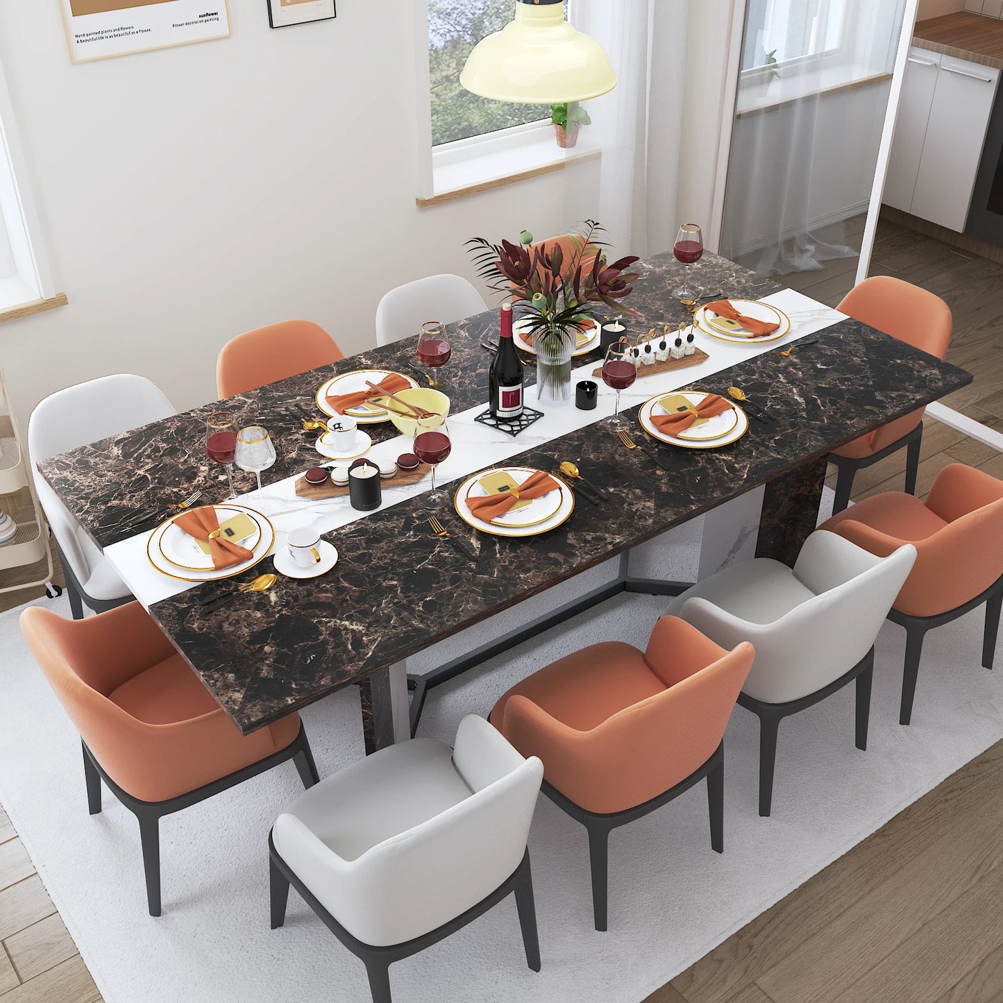 71In Large Rectangular White Dining Table