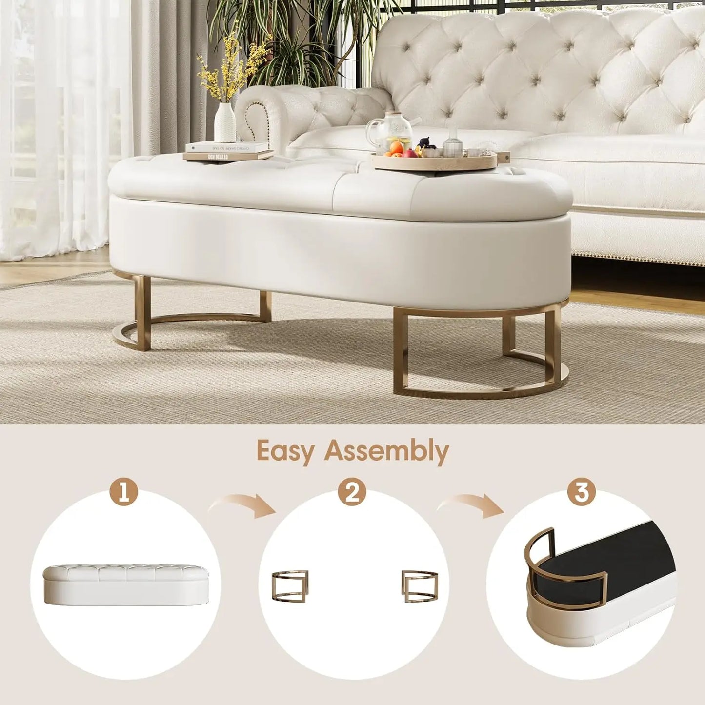 Vabches 50''L Ottoman Storage Bench Upholstered