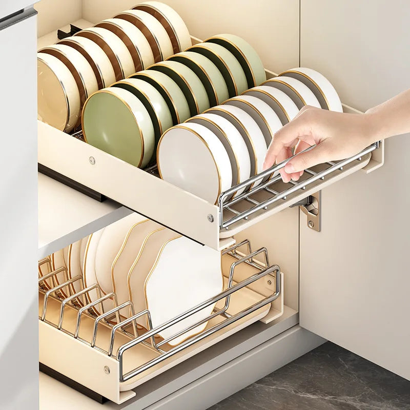 Pull Out Dish Racks Stainless Steel Bowl