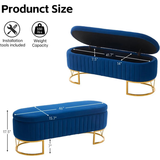 Modern Storage Ottoman Bench, 46"