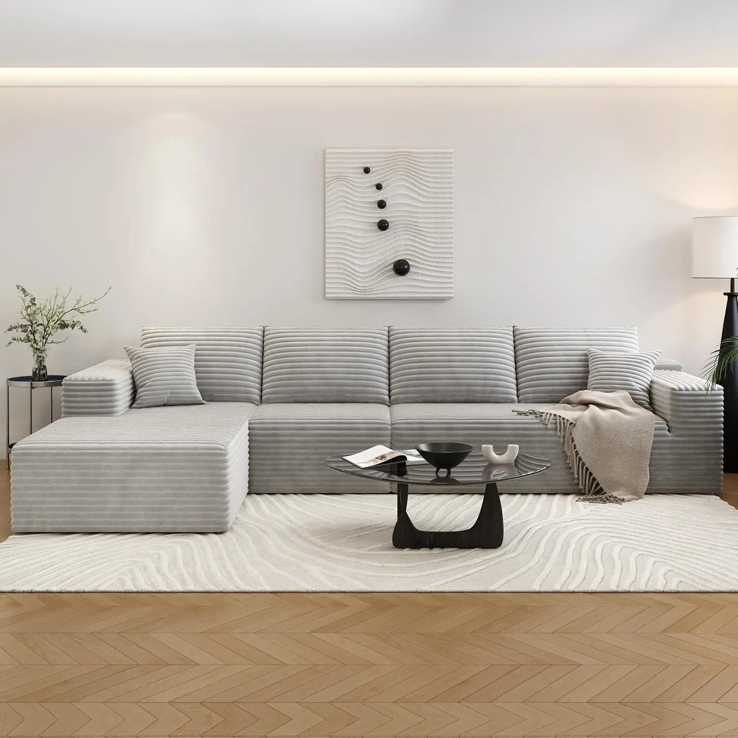 135.4" Cloud Sectional Couch with L-Shape Chaise