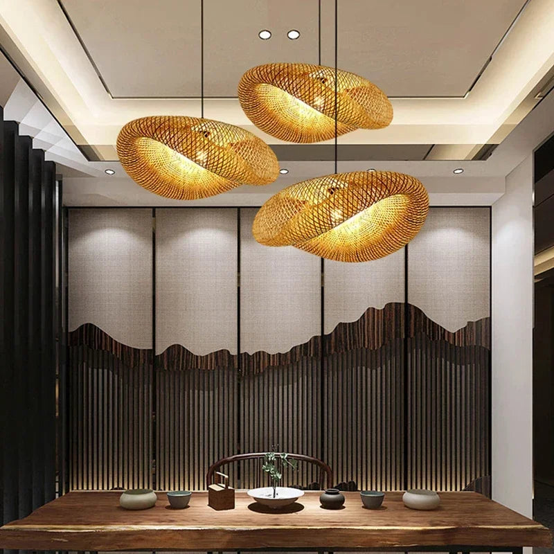 Bamboo Weaving LED Pendant Light HandMade