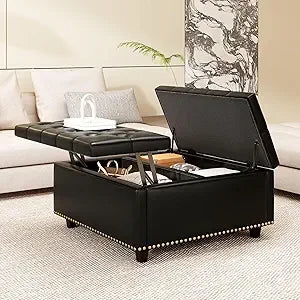 Extra Large Faux Leather Storage Ottoman