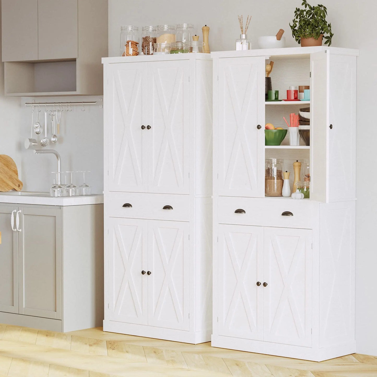 IRONCK Kitchen Pantry Storage Cabinet 72.6"