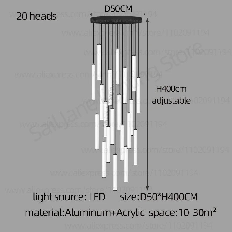 LED Long Line Chandelier Modern Staircase