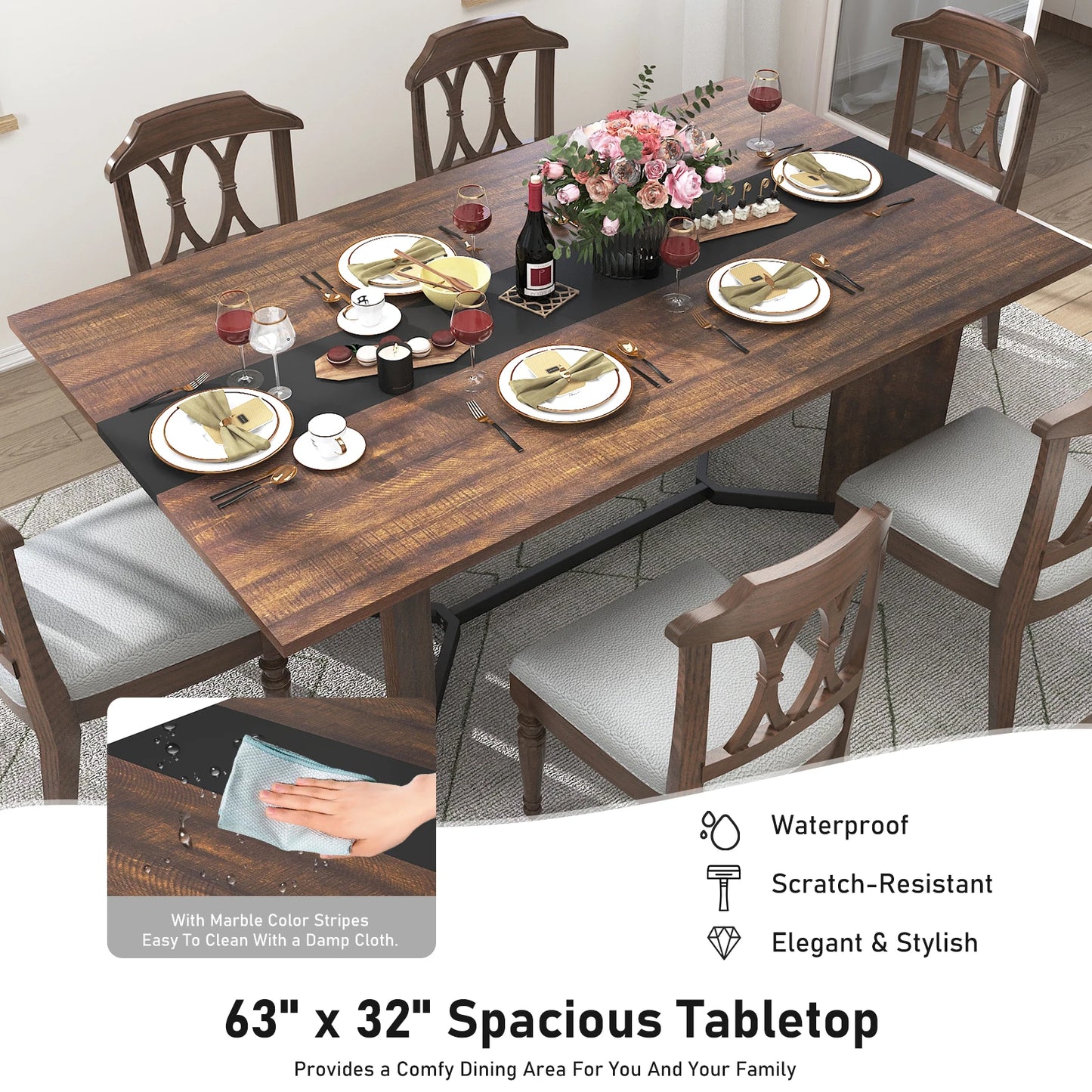 71In Large Rectangular White Dining Table