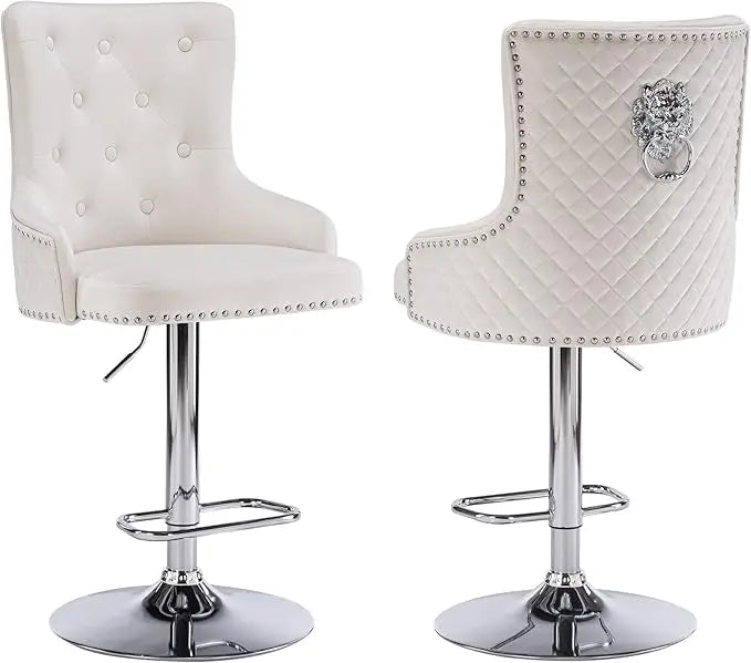 Velvet Gold Barstools Set of 2, Modern Counter