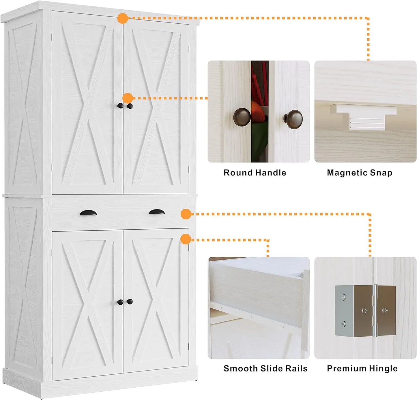 IRONCK Kitchen Pantry Storage Cabinet 72.6"