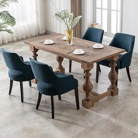 Linen Fabric Dining Chairs Set of 4 Upholstered