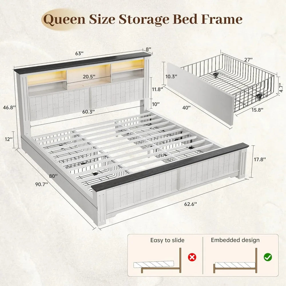Queen Bed Frame with Headboard
