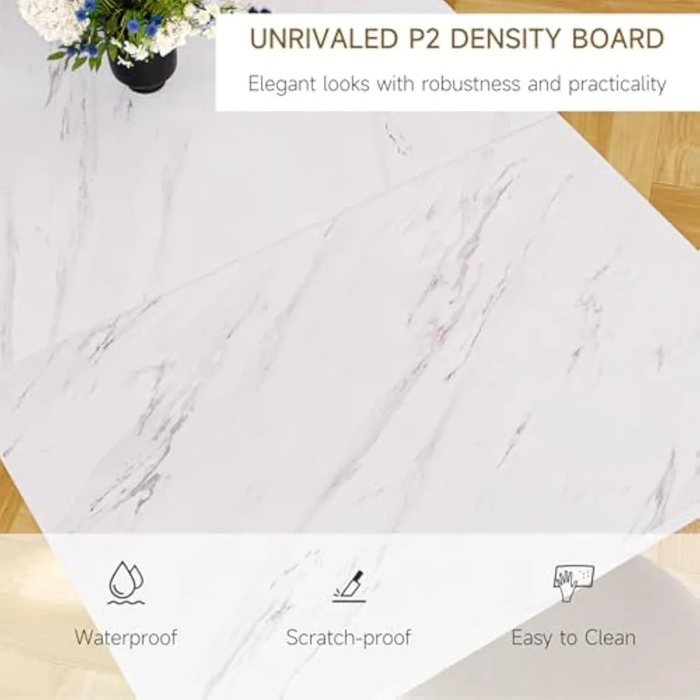 Marble Wooden Kitchen Table With Gold