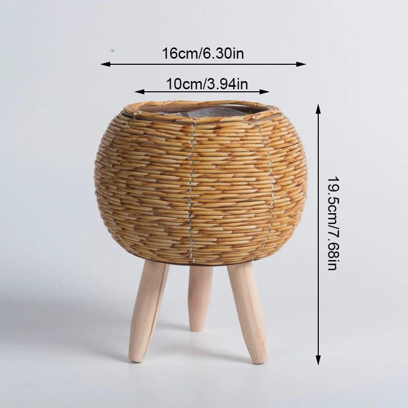 Nordic Flower Shelf Imitation Rattan Flower Pot
