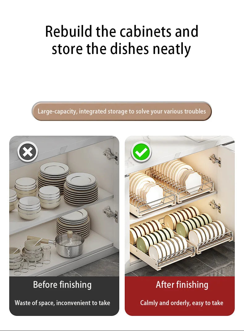 Pull Out Dish Racks Stainless Steel Bowl