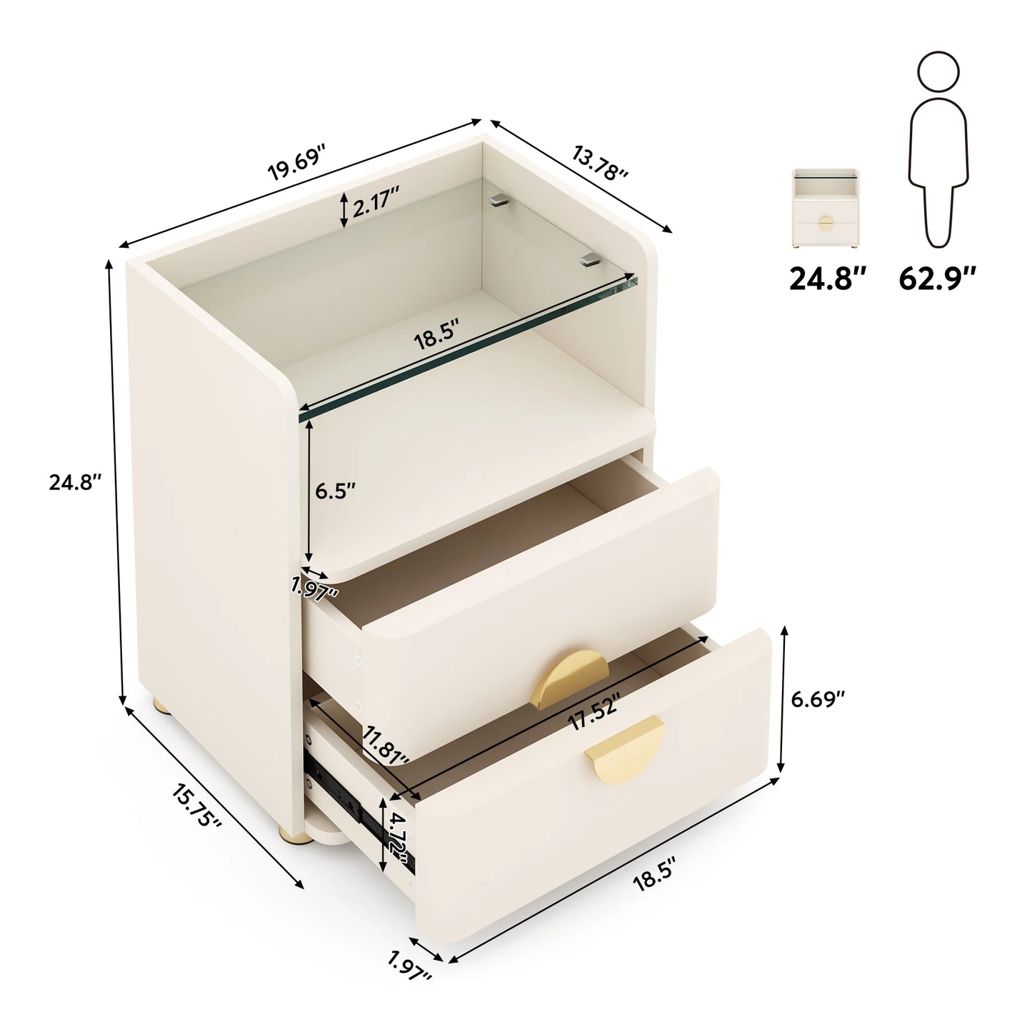 Nightstands, 2-Drawer Modern Night Stand