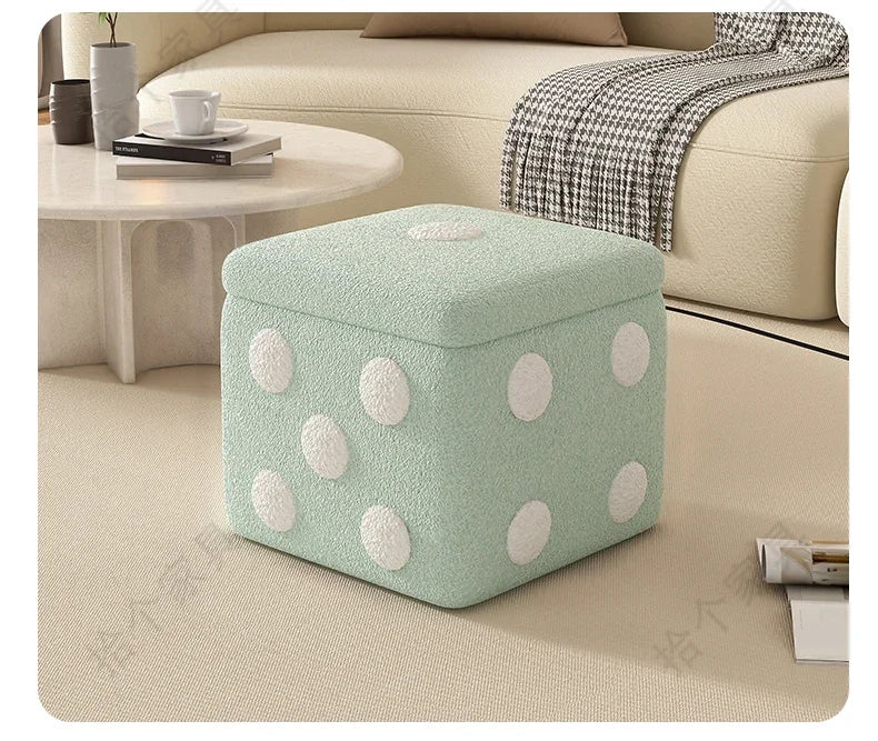 Dice Storage Ottoman, Faux Sheepskin Stool Kids