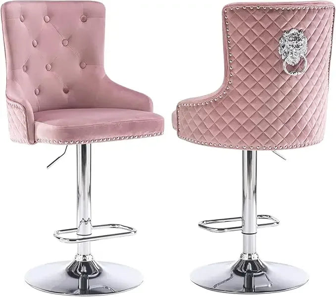 Velvet Gold Barstools Set of 2, Modern Counter