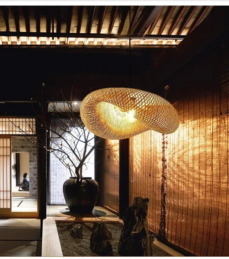 Bamboo Weaving LED Pendant Light HandMade