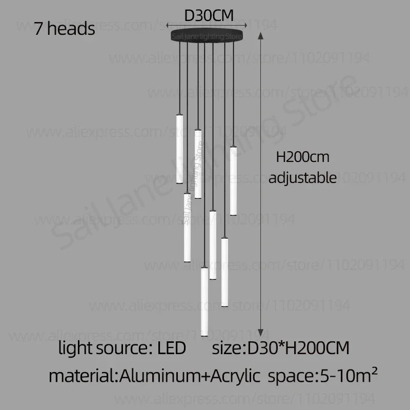 LED Long Line Chandelier Modern Staircase
