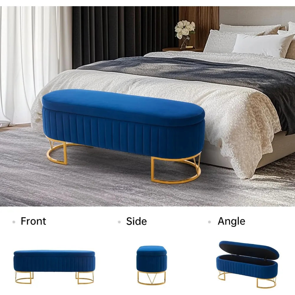 Modern Storage Ottoman Bench, 46"