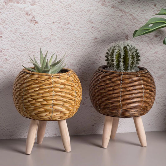 Nordic Flower Shelf Imitation Rattan Flower Pot