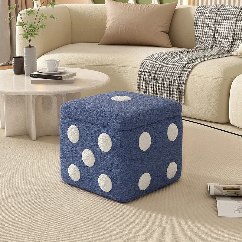 Dice Storage Ottoman, Faux Sheepskin Stool Kids