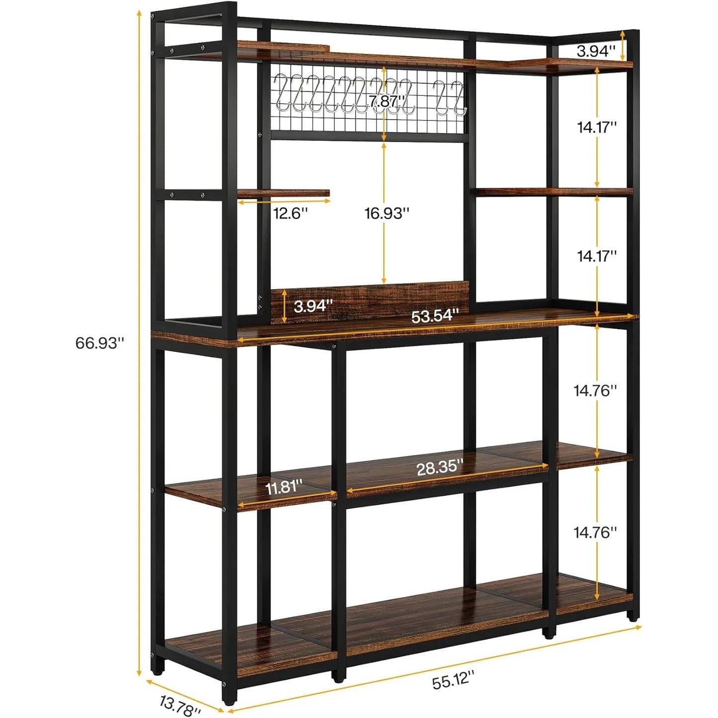 Kitchen Bakers Rack, Microwave Stand, 55"