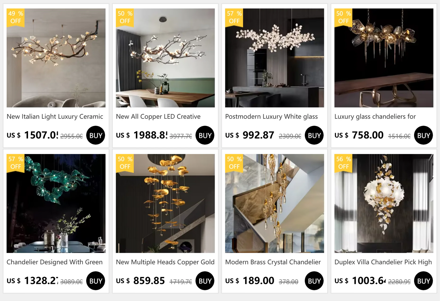 New All Copper LED Creative Branch Chandelier
