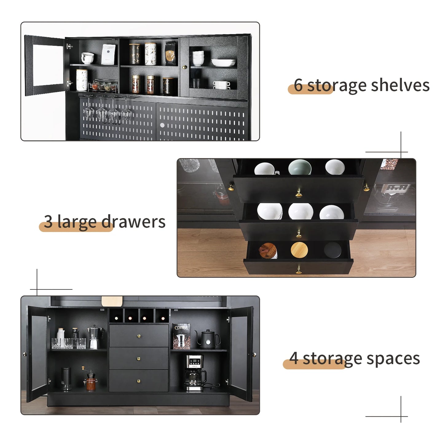 Pantry Cabinet, Kitchen Storage Cabinet, Freestanding