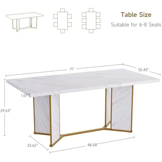 Marble Wooden Kitchen Table With Gold