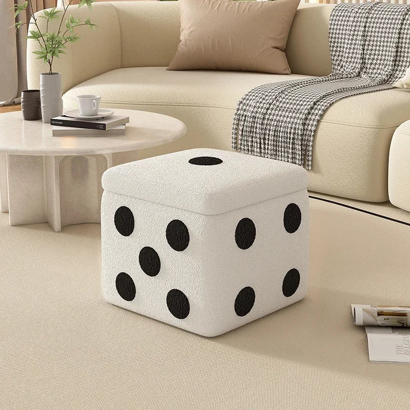 Dice Storage Ottoman, Faux Sheepskin Stool Kids