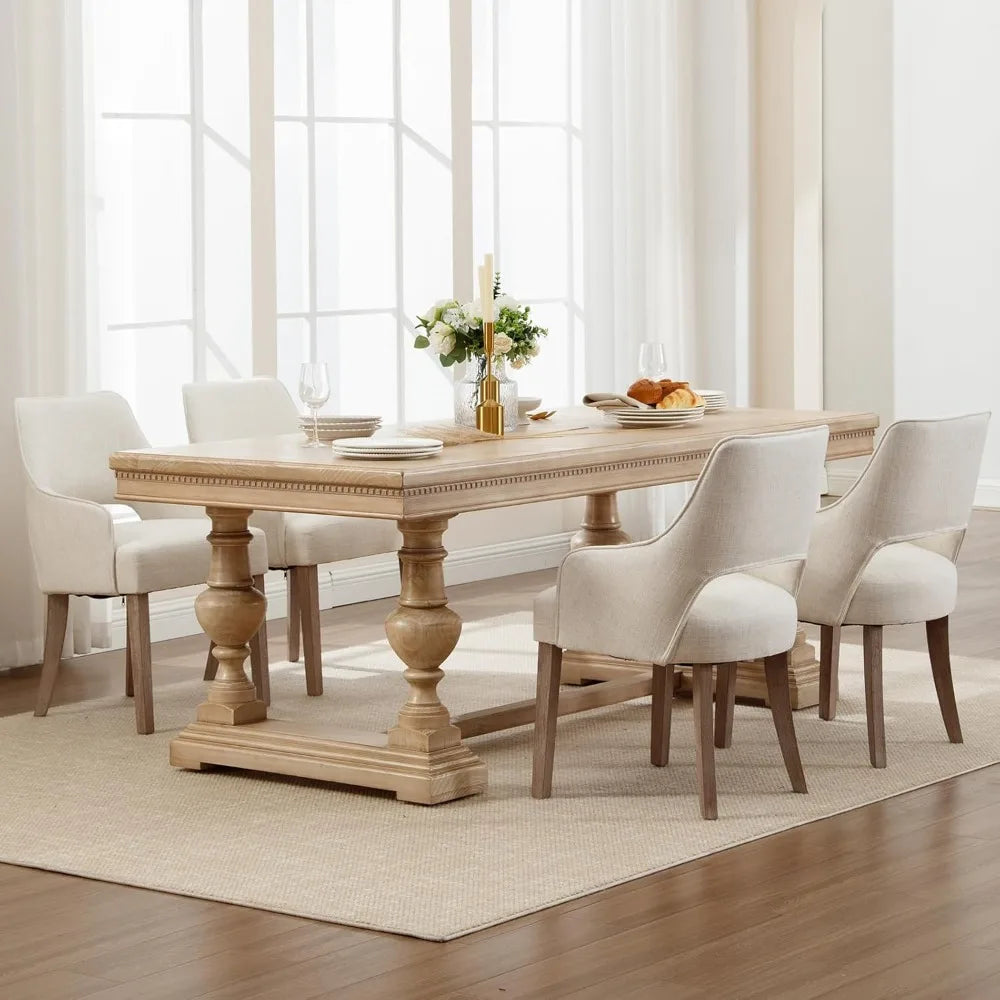 Linen Fabric Dining Chairs Set of 4 Upholstered