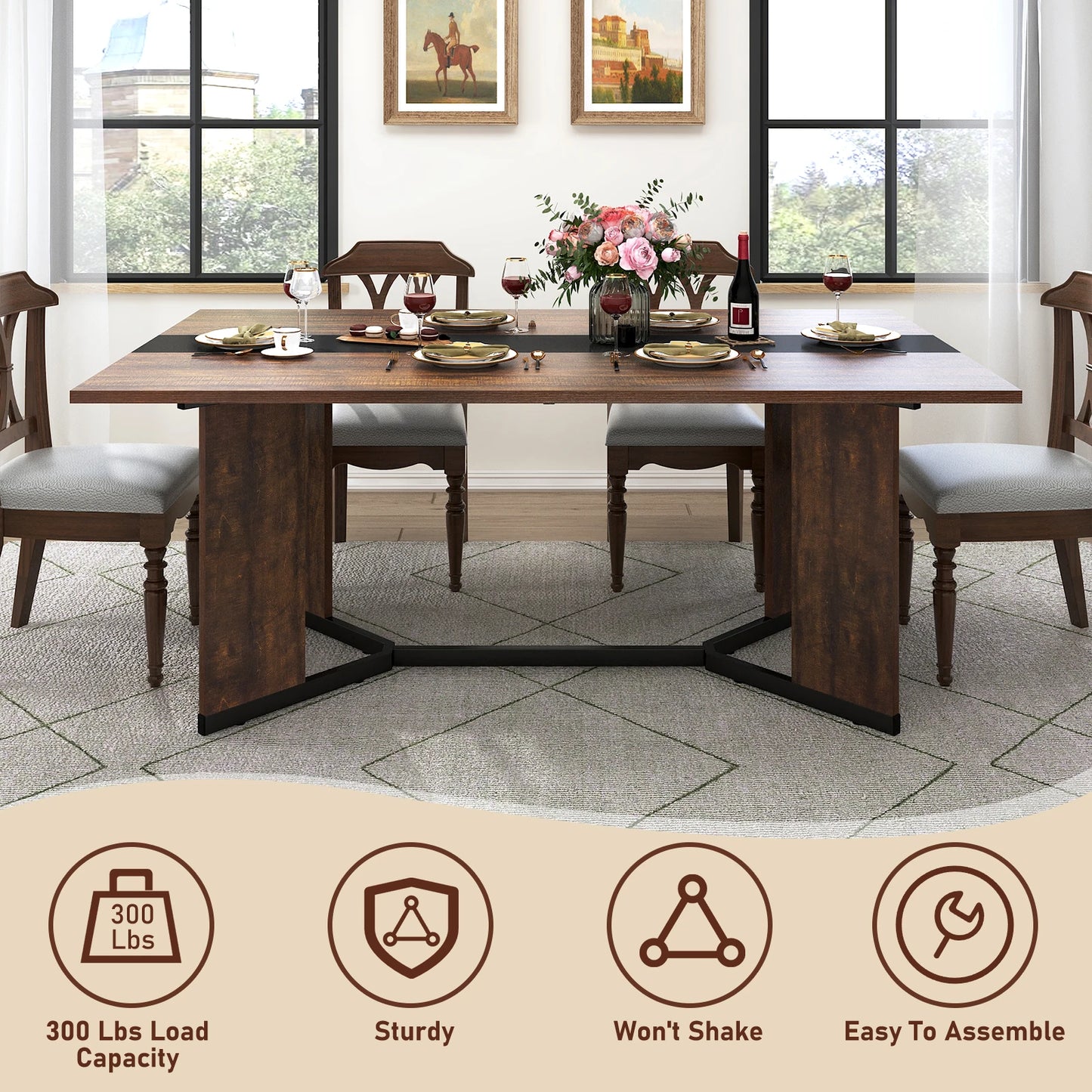 71In Large Rectangular White Dining Table