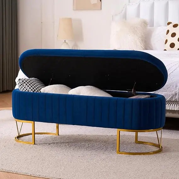 Modern Storage Ottoman Bench, 46"