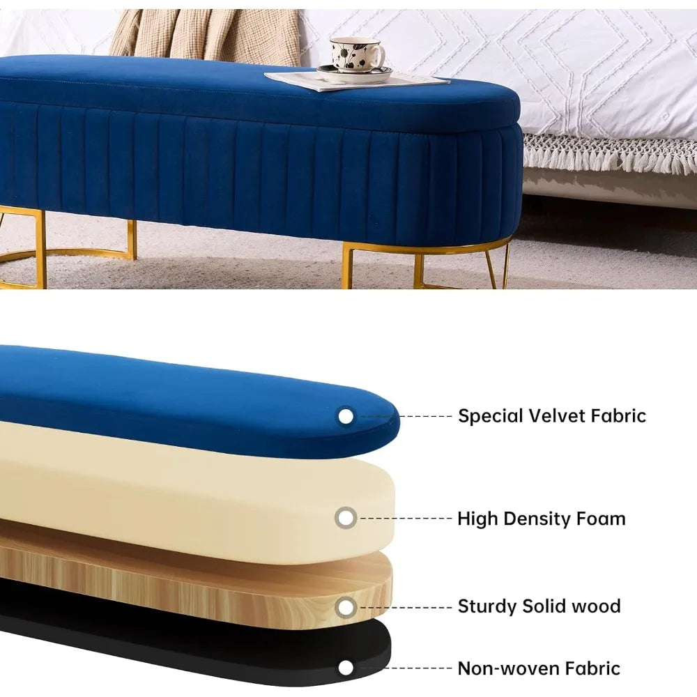 Modern Storage Ottoman Bench, 46"