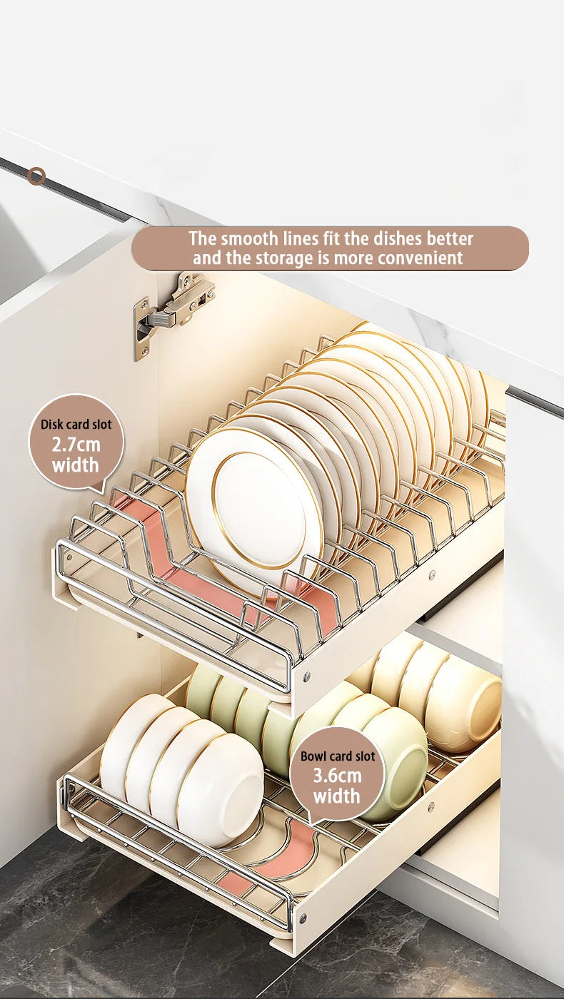 Pull Out Dish Racks Stainless Steel Bowl