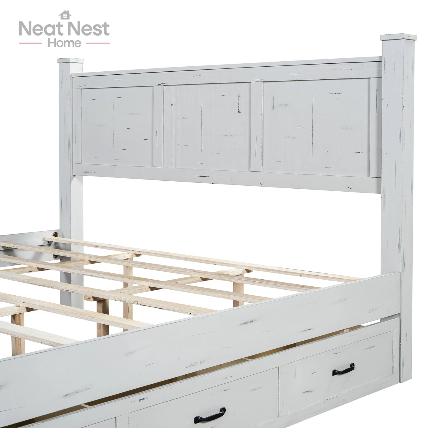 Farmhouse Style Wood Panel Bed Frame Four Square