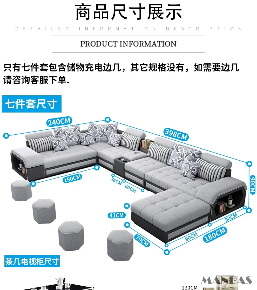 Linlamim Fabric Sofa Set Furniture Living Room