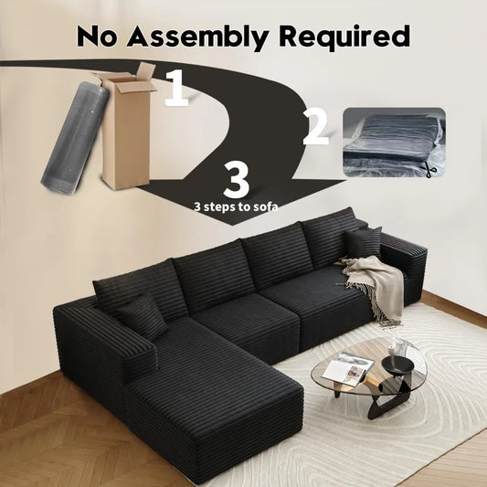 135.4" Cloud Sectional Couch with L-Shape Chaise