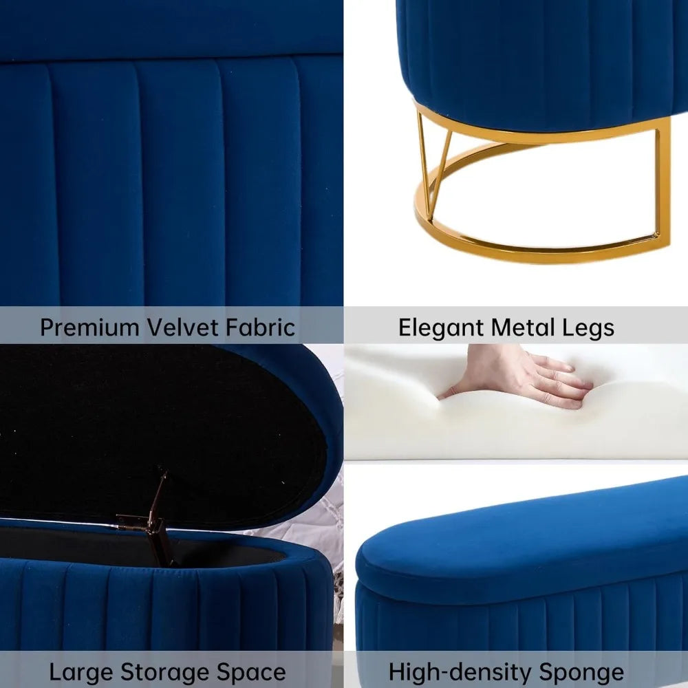 Modern Storage Ottoman Bench, 46"