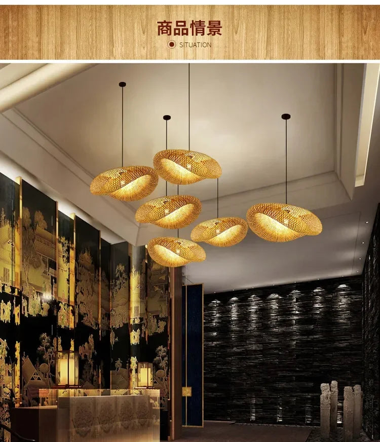 Bamboo Weaving LED Pendant Light HandMade