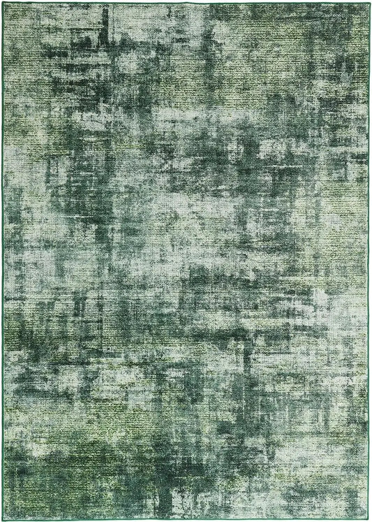 Green RugLiving Room Washable Abstract
