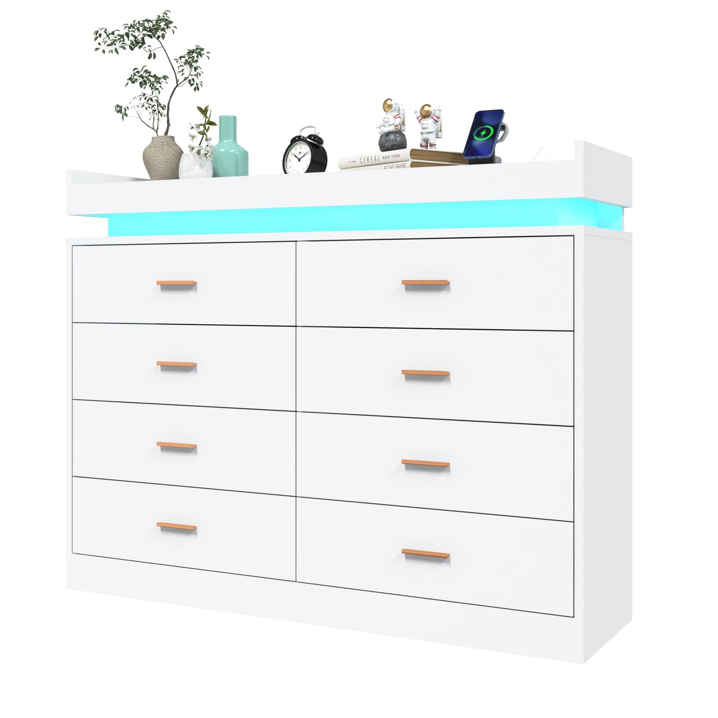 8 Drawer Dresser with LED Light, Modern