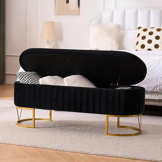 Modern Storage Ottoman Bench, 46"