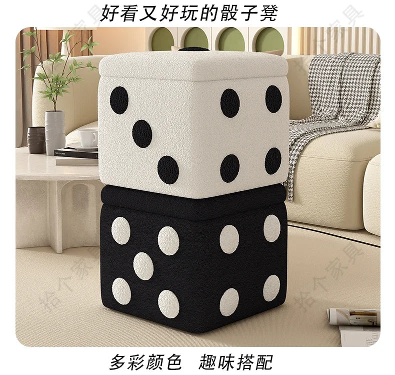 Dice Storage Ottoman, Faux Sheepskin Stool Kids