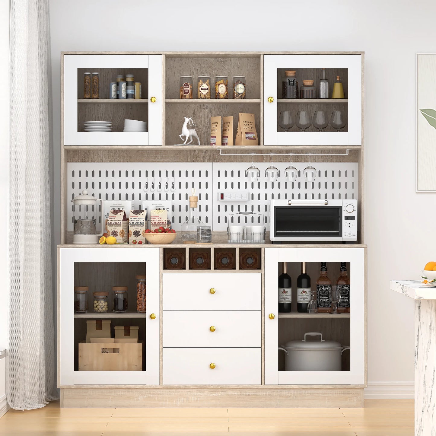 Pantry Cabinet, Kitchen Storage Cabinet, Freestanding